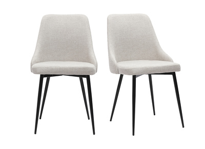Chaises design en tissu effet velours beige naturel et m&eacute;tal noir (lot de 2) CULT