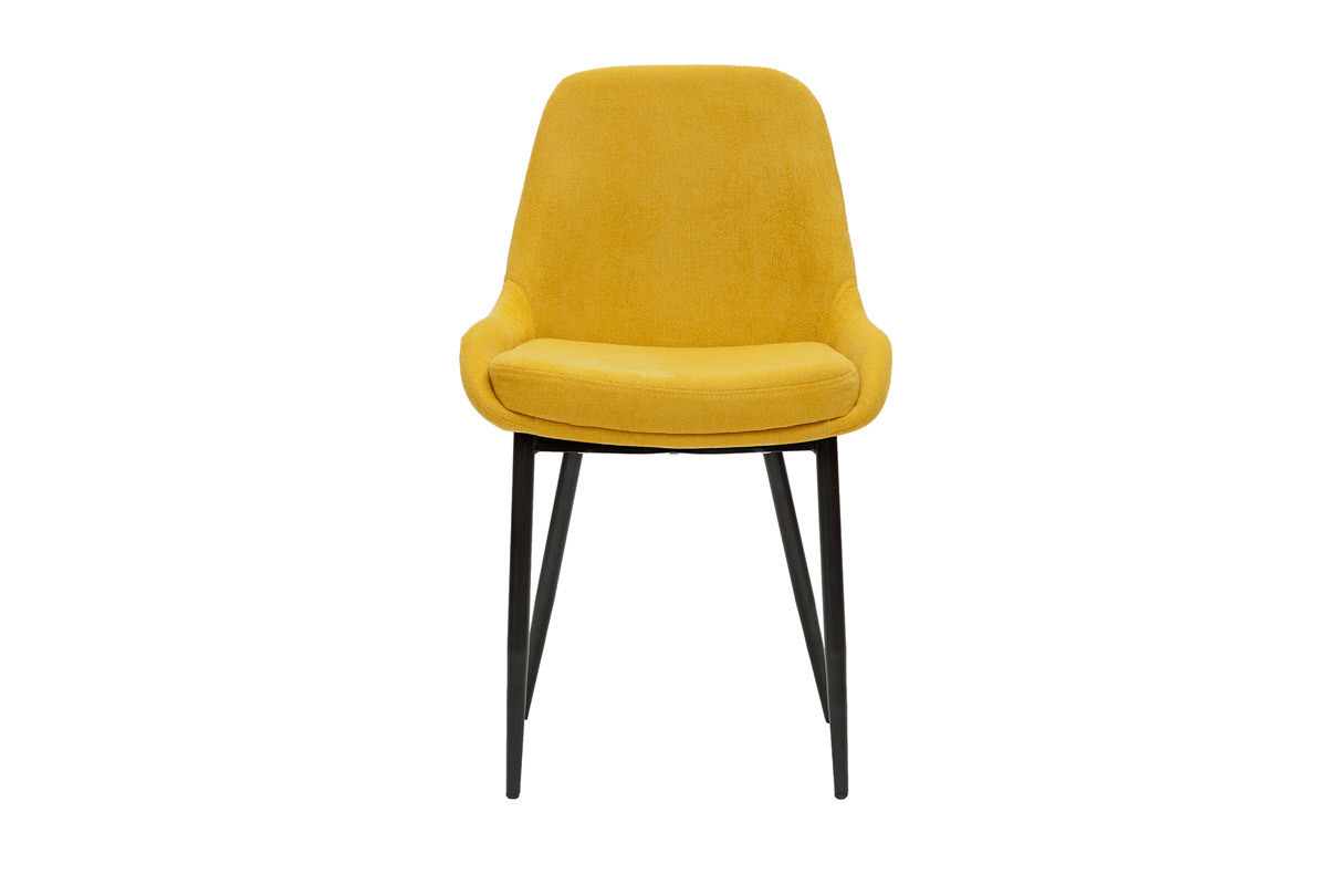 Chaises design en tissu effet velours jaune moutarde et m�tal noir (lot de 2) HOLO