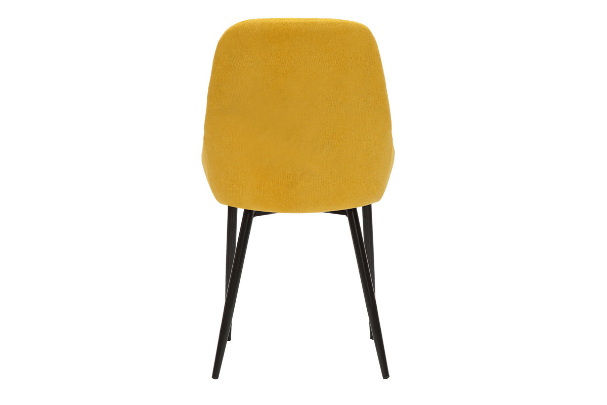 Chaises design en tissu effet velours jaune moutarde et m�tal noir (lot de 2) HOLO