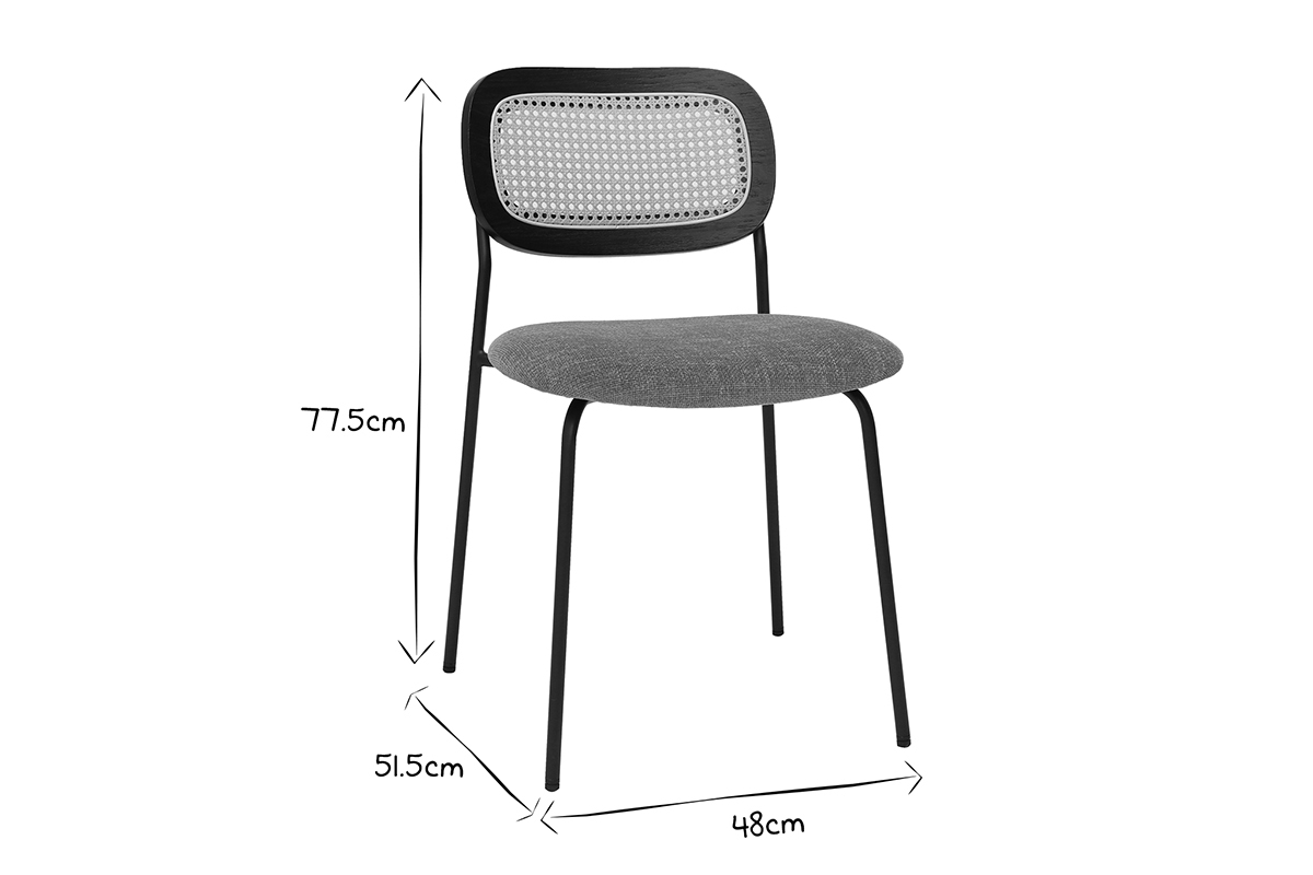 Chaise design MIRANDA en noir et blanc, dimensions: 77,5cm hauteur, 51,5cm profondeur, 48cm largeur.