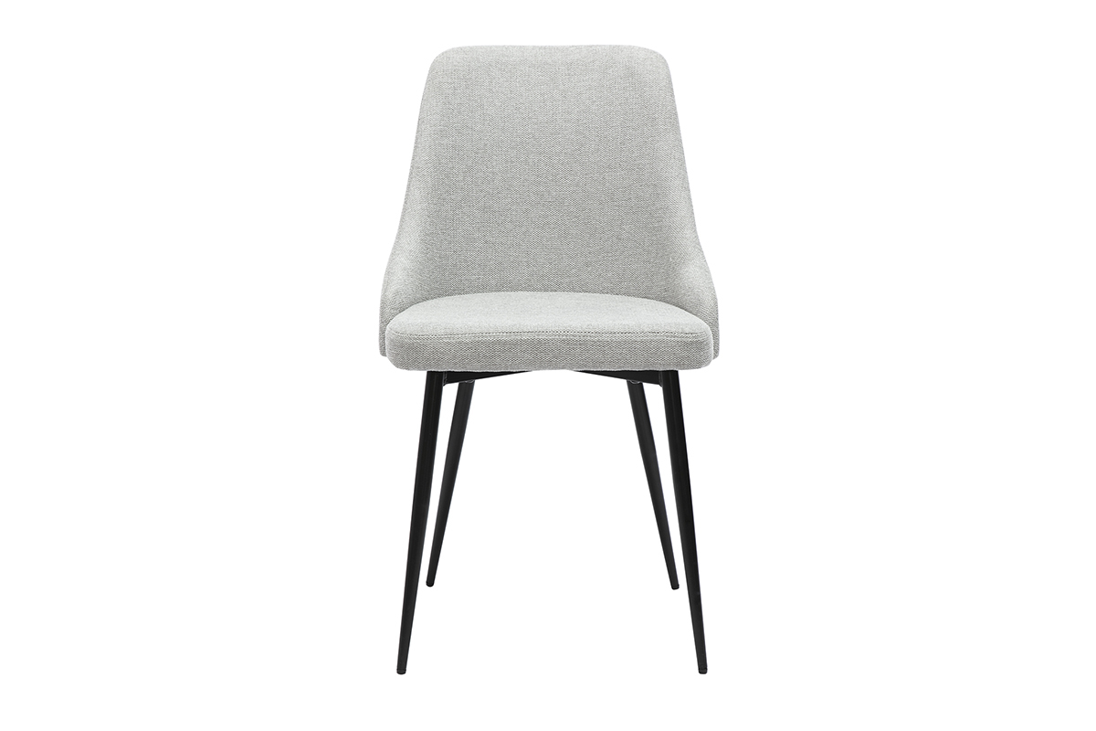 Chaises design en tissu effet velours textur� gris clair et m�tal noir (lot de 2) CULT