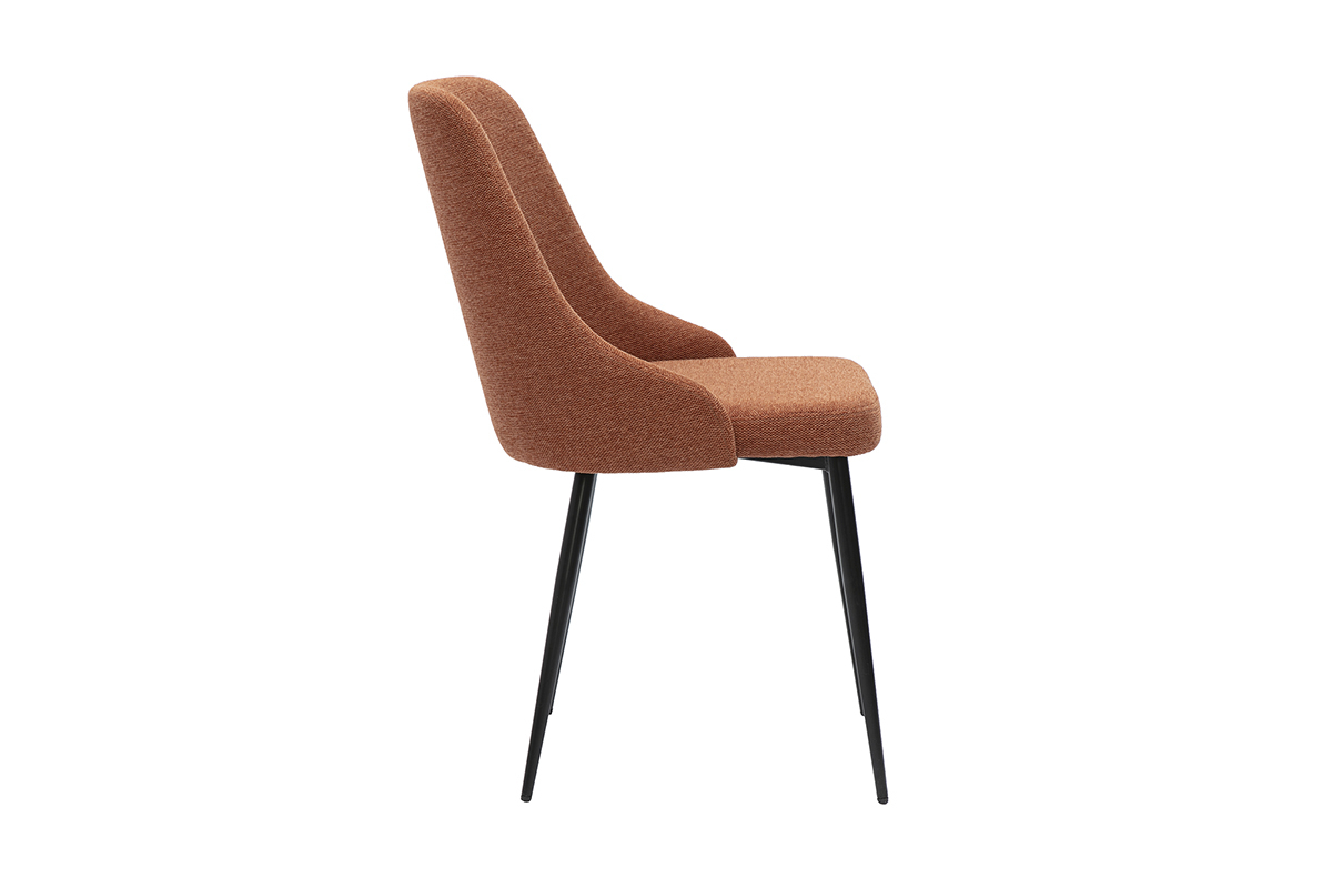 Chaises design en tissu effet velours textur� terre br�l�e et m�tal noir (lot de 2) CULT