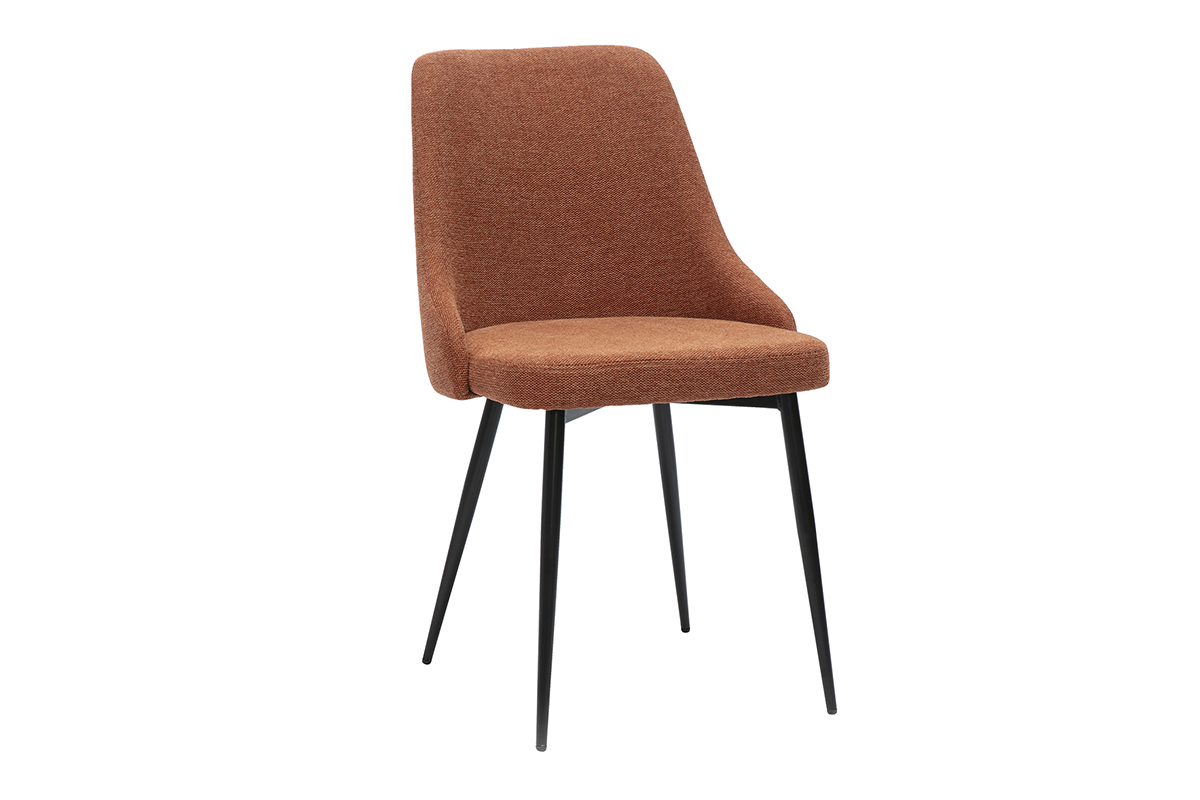 Chaises design en tissu effet velours textur� terre br�l�e et m�tal noir (lot de 2) CULT