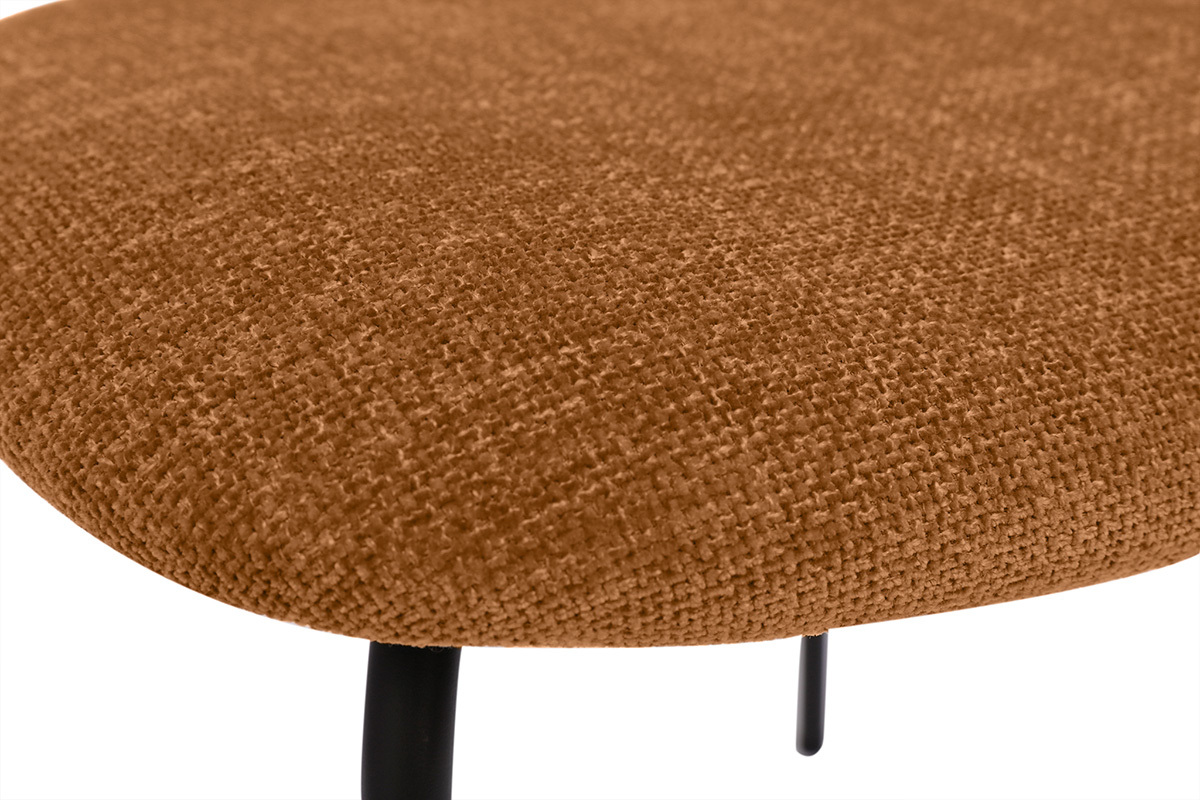 Chaises design en tissu effet velours textur� terre brul�e, m�tal noir et cannage rotin (lot de 2) MIRANDA