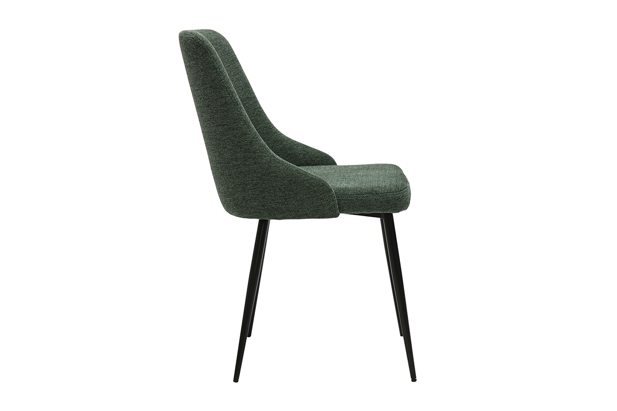 Chaises design en tissu effet velours textur� vert fonc� et m�tal noir (lot de 2) CULT