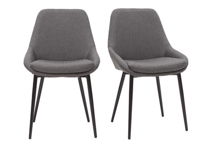 Chaises design en tissu gris et m&eacute;tal noir (lot de 2) HOLO