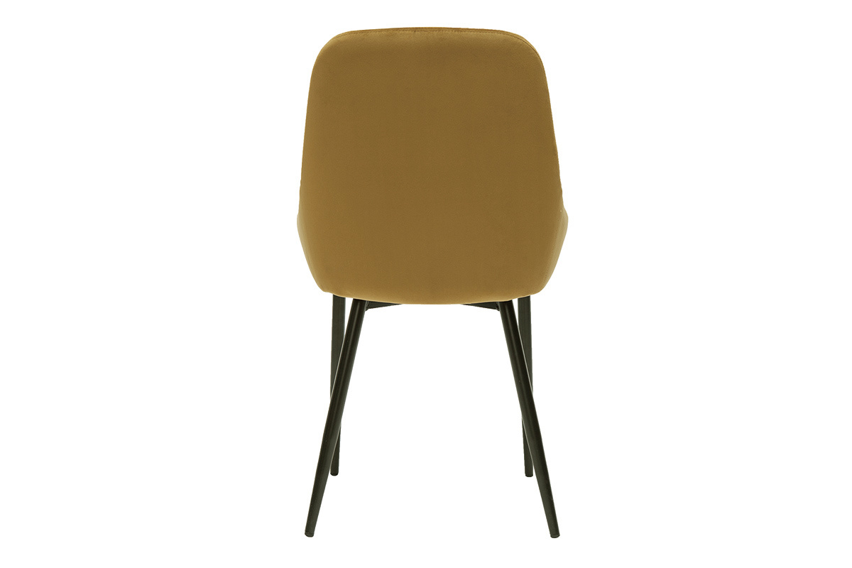 Chaises design en tissu velours bronze et m�tal noir (lot de 2) HOLO