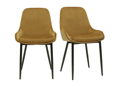 Chaises design en tissu velours bronze et m&eacute;tal noir (lot de 2) HOLO
