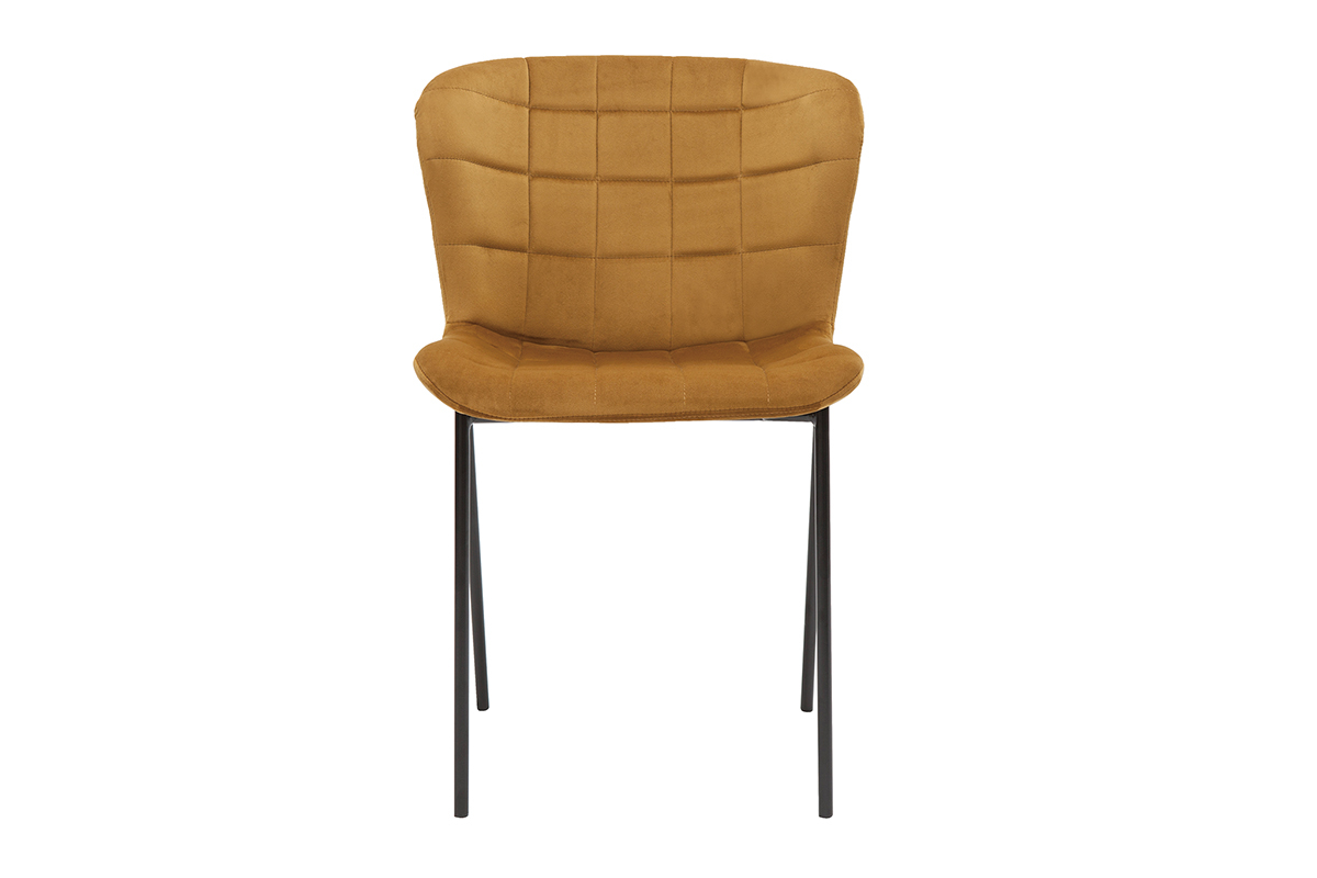 Chaises design en tissu velours bronze et m�tal noir (lot de 2) SAIGA