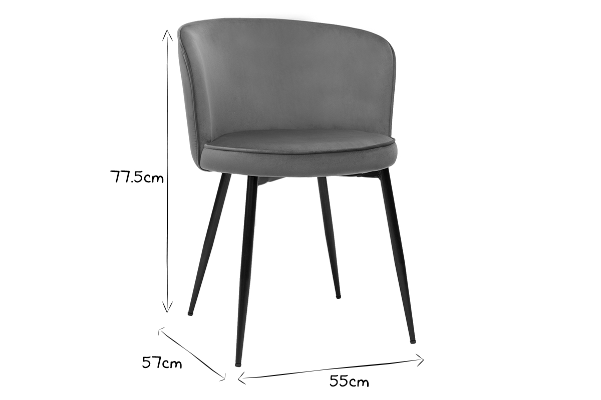 Chaises design en tissu velours bronze et m�tal noir (lot de 2) SERIF