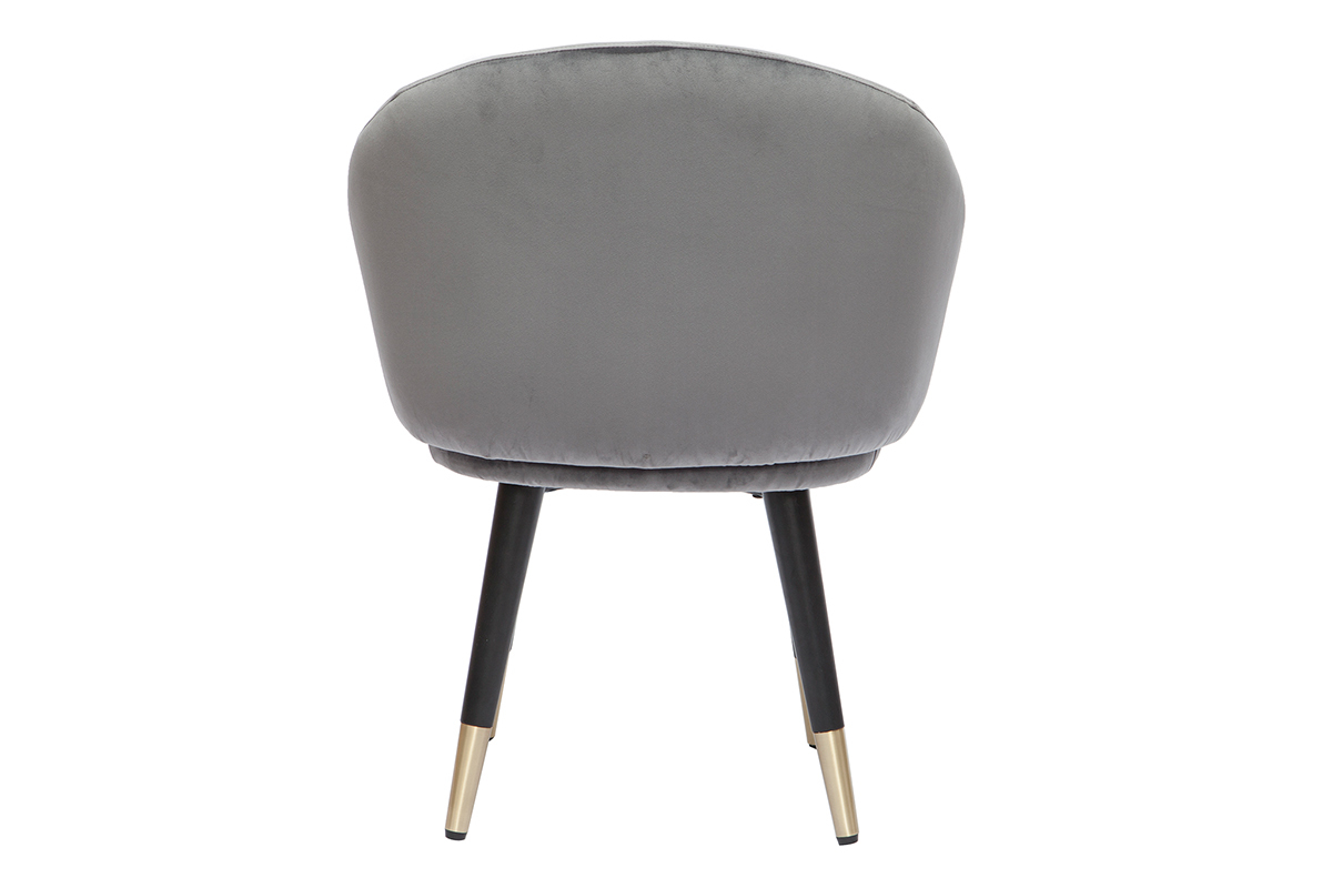 Chaises design en tissu velours gris, bois noir et m�tal dor� (lot de 2) BRIZO