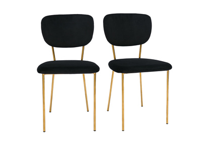 Chaises design en tissu velours noir et m&eacute;tal dor&eacute; (lot de 2) LEPIDUS