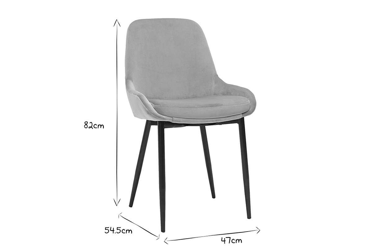 Chaises design en tissu velours taupe et m�tal noir (lot de 2) HOLO