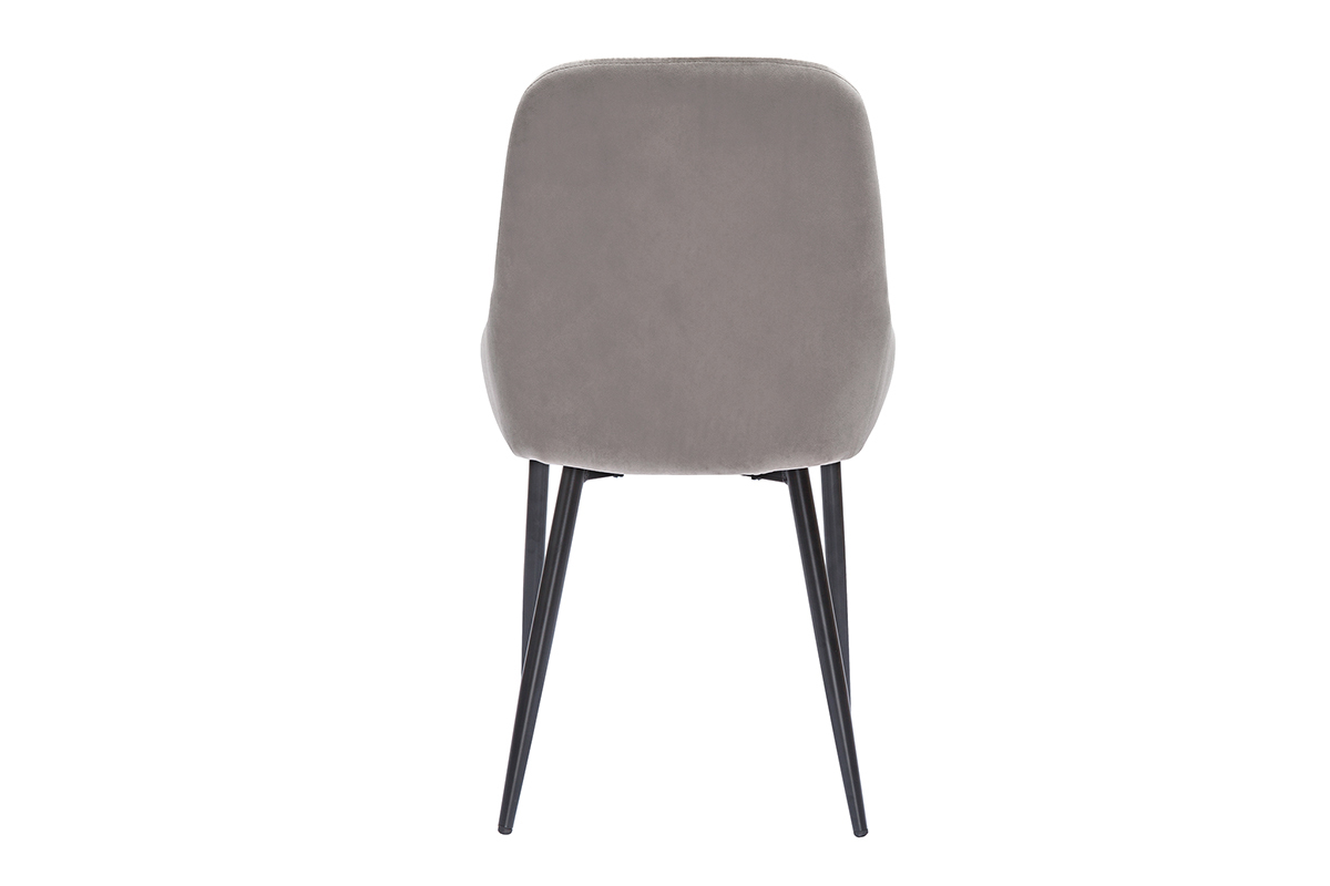 Chaises design en tissu velours taupe et m�tal noir (lot de 2) HOLO