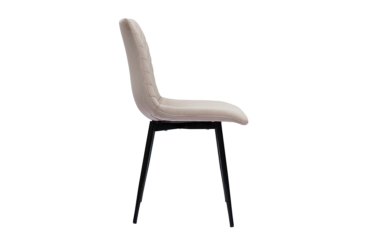 Chaises design en tissu velours taupe et m�tal noir (lot de 2) PUMPKIN