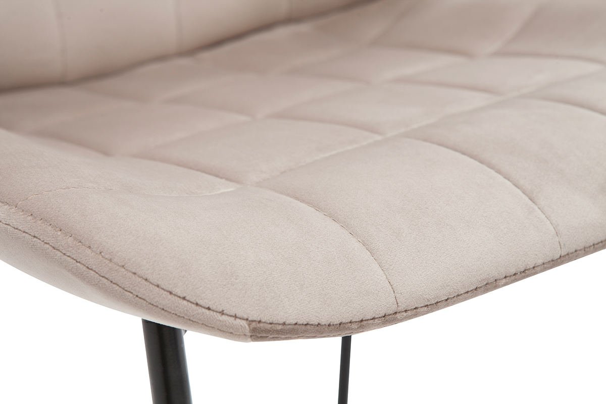 Chaises design en tissu velours taupe et m�tal noir (lot de 2) SAIGA