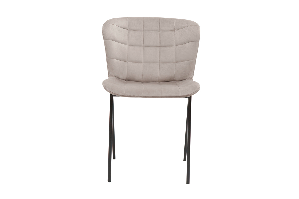 Chaises design en tissu velours taupe et m�tal noir (lot de 2) SAIGA
