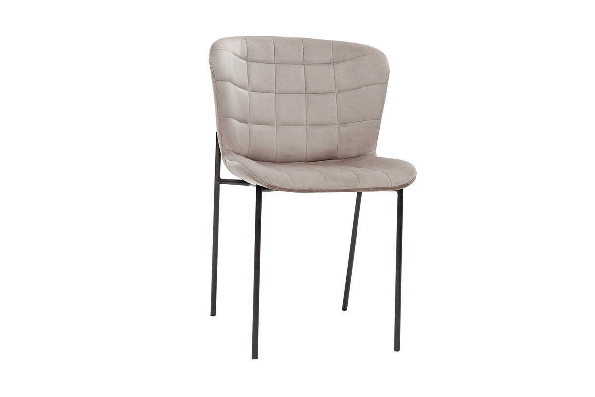 Chaises design en tissu velours taupe et m�tal noir (lot de 2) SAIGA