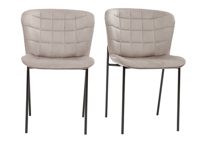 Chaises design en tissu velours taupe et m&eacute;tal noir (lot de 2) SAIGA