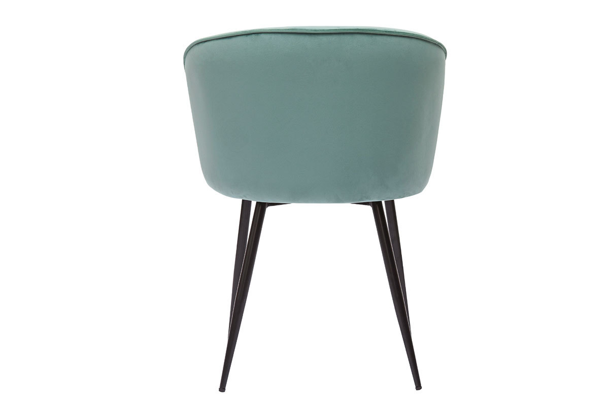 Chaises design en tissu velours vert c�ladon et m�tal noir (lot de 2) SERIF
