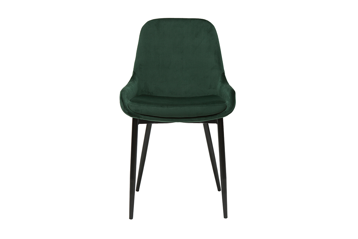 Chaises design en tissu velours vert fonc� et m�tal noir (lot de 2) HOLO