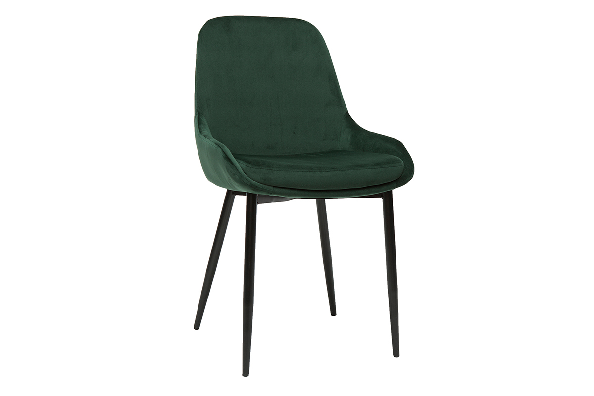 Chaises design en tissu velours vert fonc� et m�tal noir (lot de 2) HOLO