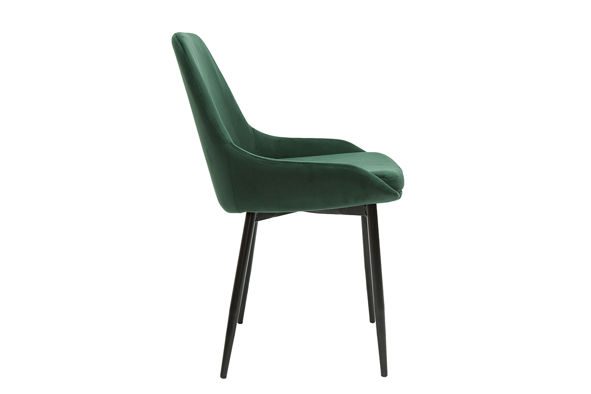 Chaises design en tissu velours vert fonc� et m�tal noir (lot de 2) HOLO