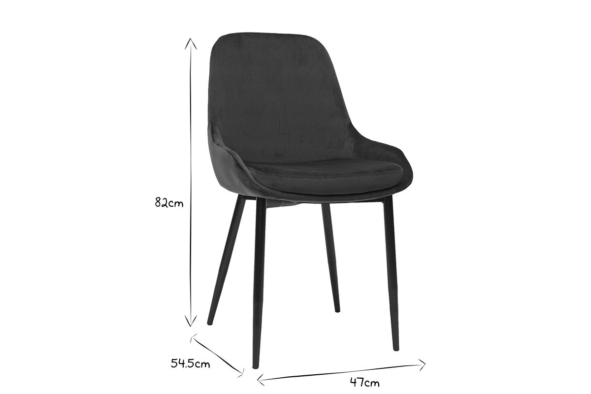 Chaises design en tissu velours vert fonc� et m�tal noir (lot de 2) HOLO