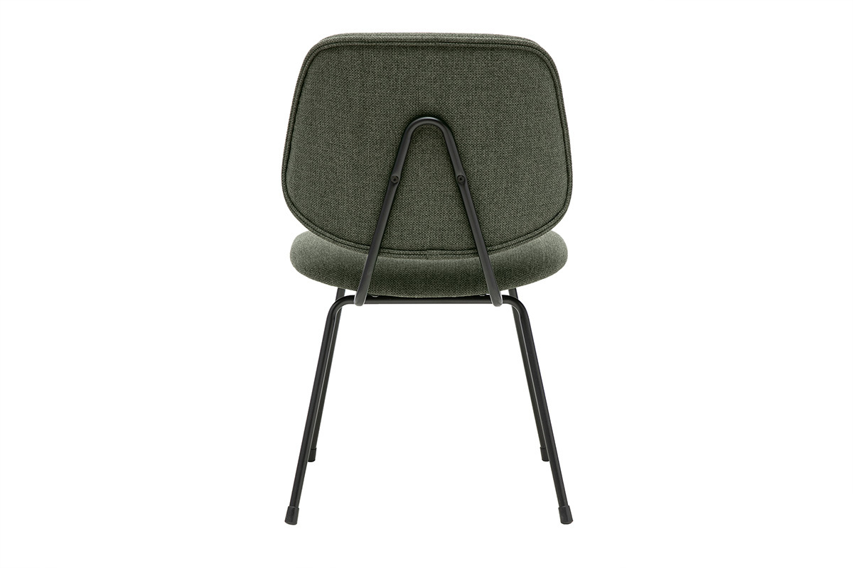 Chaise design en tissu vert kaki et m�tal noir, vue arri�re