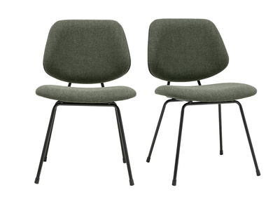 Chaises design en tissu vert kaki et m&eacute;tal noir (lot de 2) BARNET