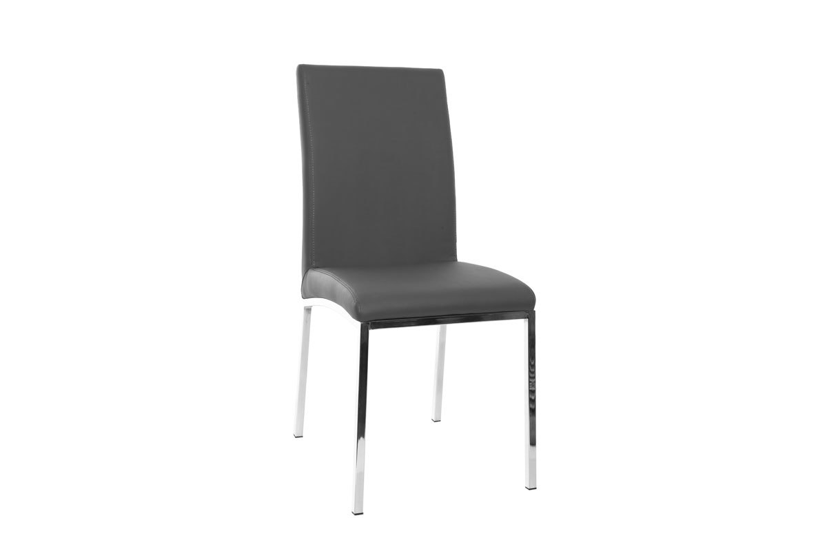 Chaises design gris et m�tal acier chrom� (lot de 2) SIMEA