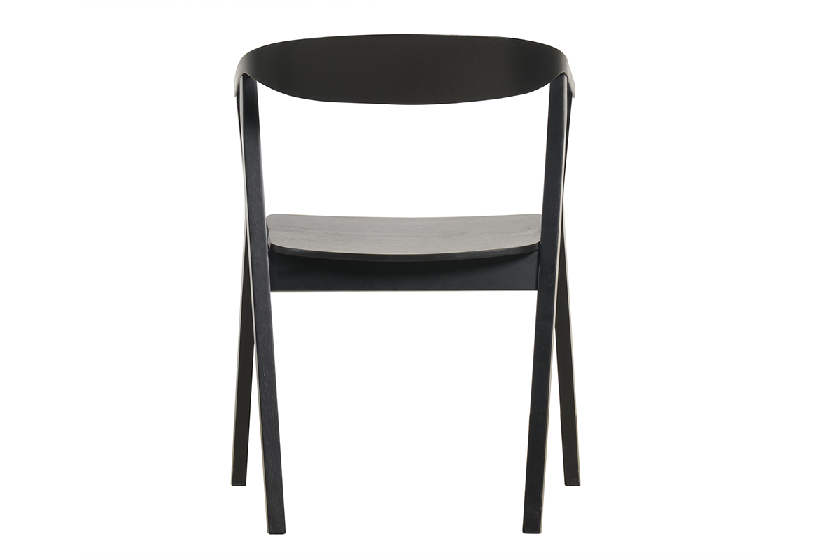 Chaise design Bahia en bois noir avec dossier circulaire vue de dos.