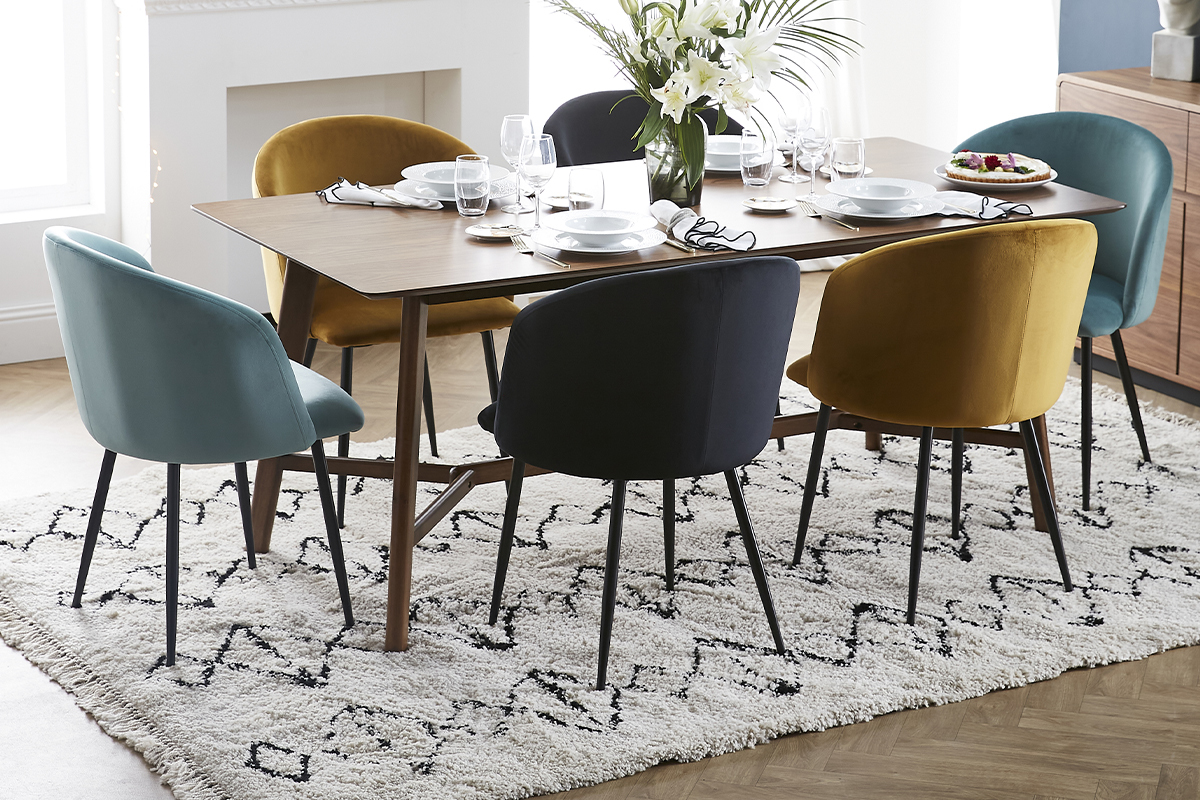 Chaises design noires en tissu velours et m�tal (lot de 2) VANITY