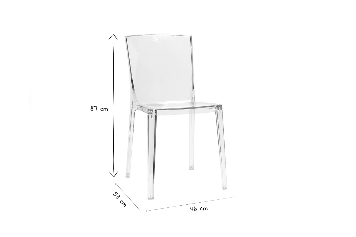 Chaises design transparentes empilables int�rieur - ext�rieur (lot de 2) ISLAND