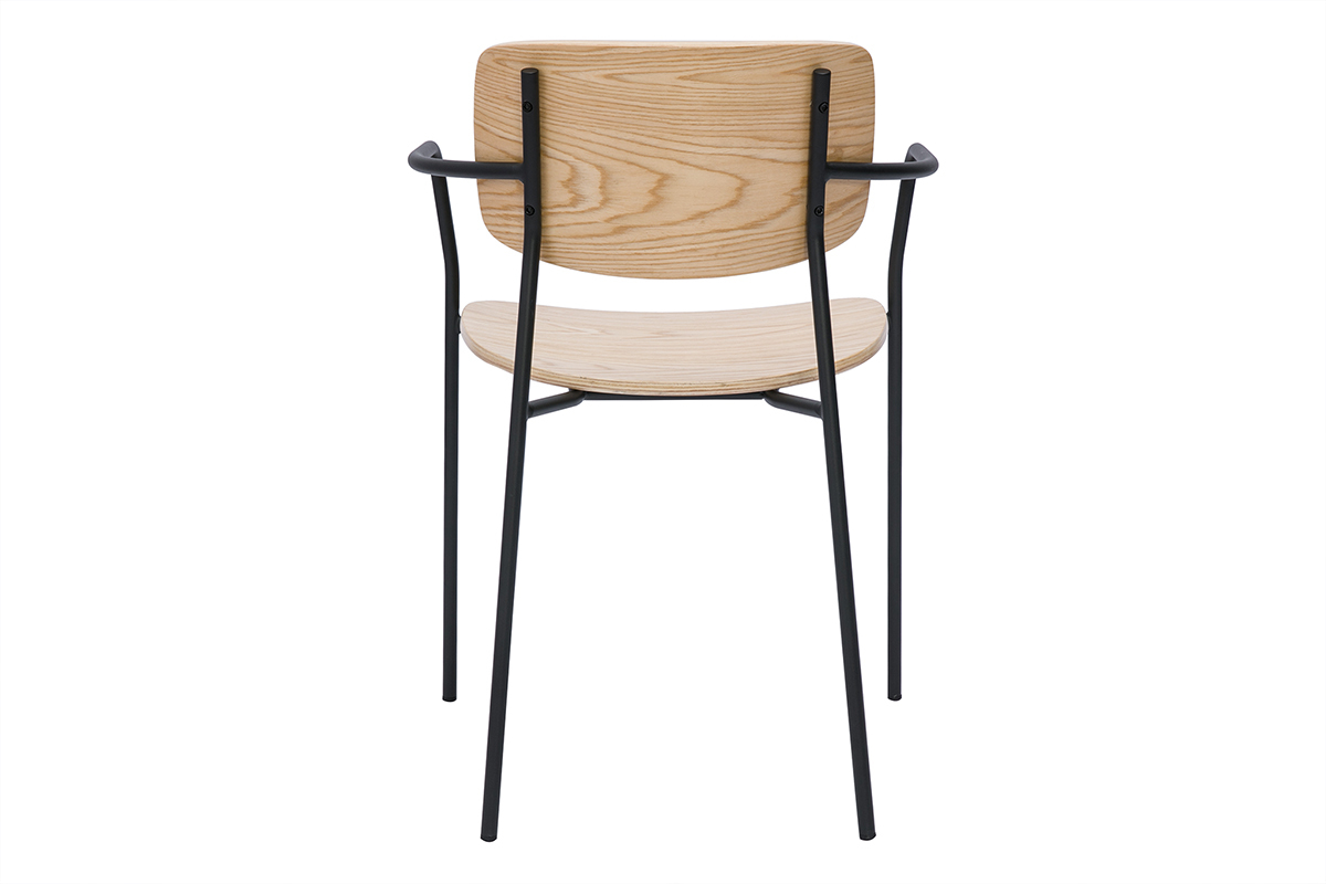 Chaise SUSAN vue de dos en bois clair et m�tal noir.