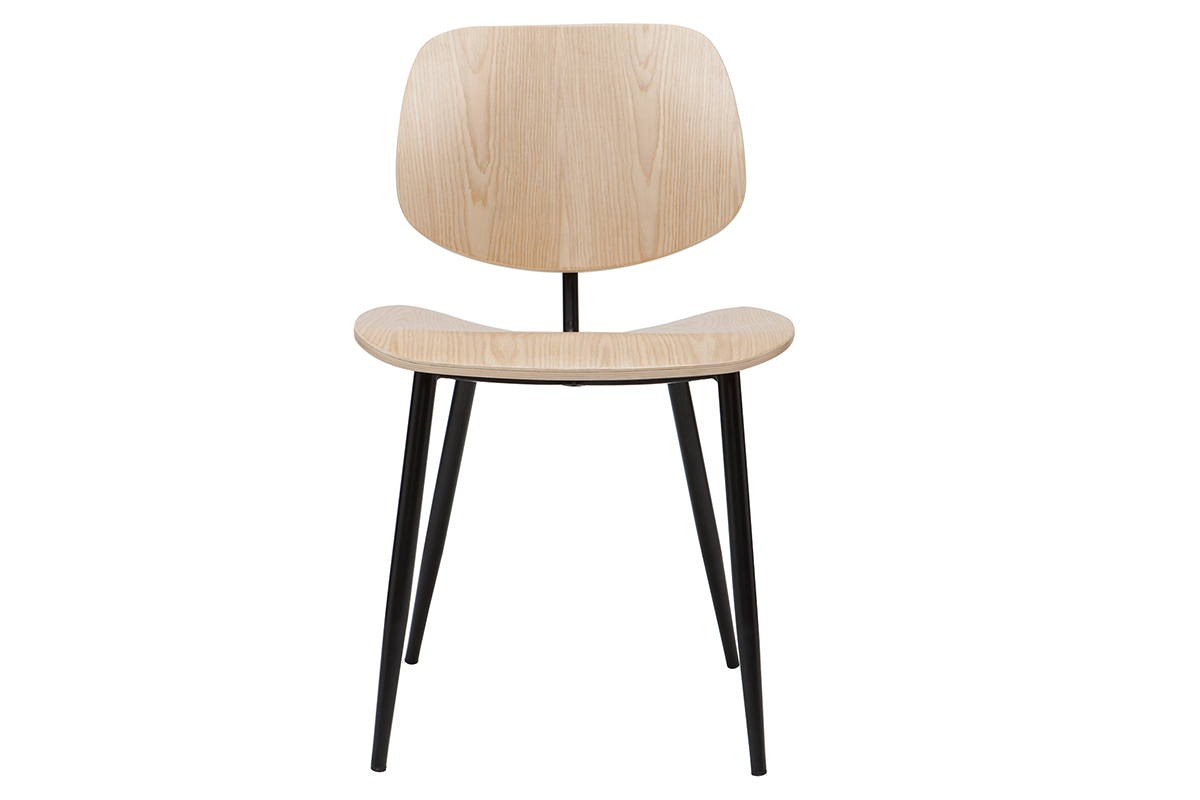 Chaises en bois clair et m�tal noir (lot de 2) TOBIAS