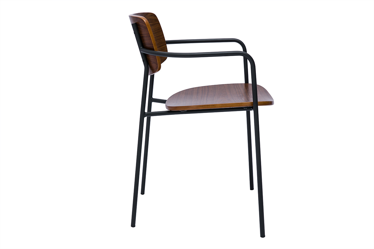 Chaises en bois fonc� noyer et m�tal noir (lot de 2) SUSAN