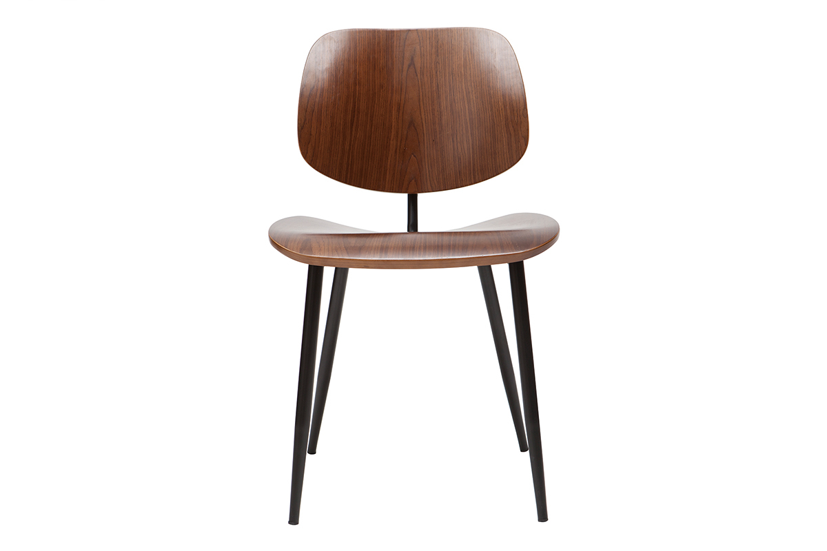 Chaises en bois fonc� noyer et m�tal noir (lot de 2) TOBIAS