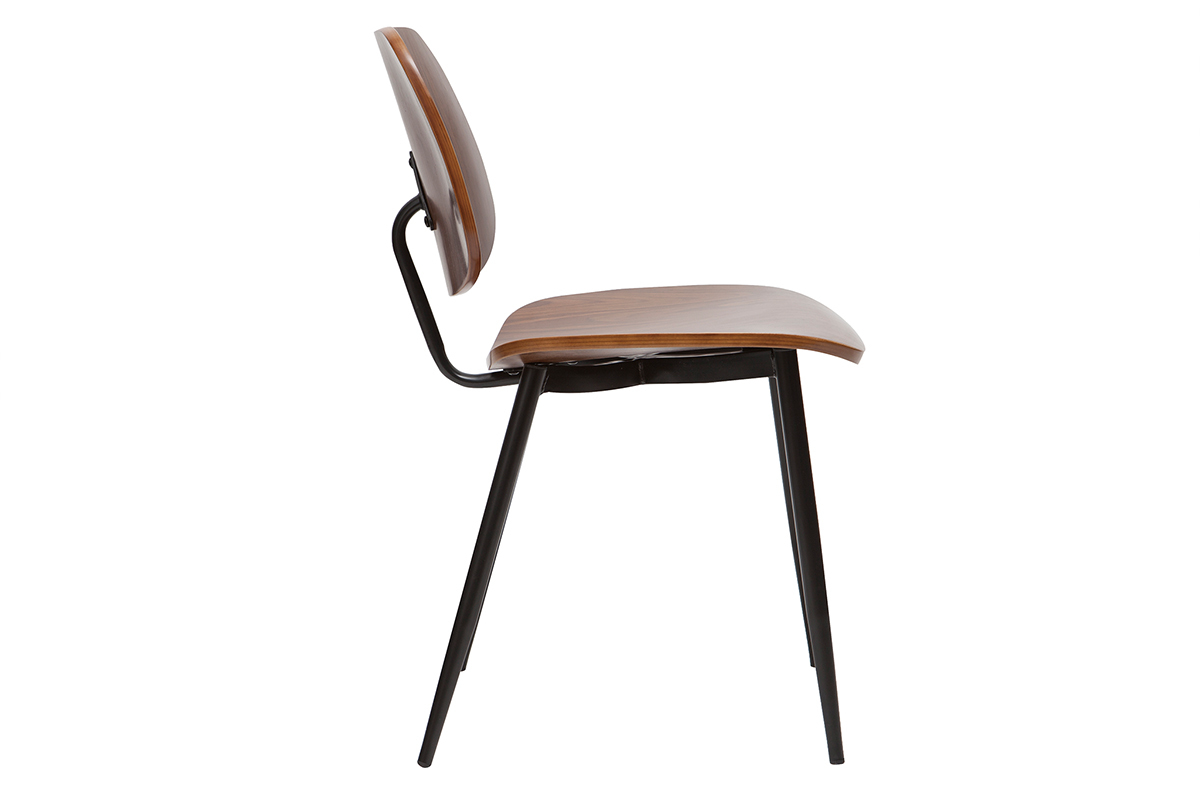 Chaises en bois fonc� noyer et m�tal noir (lot de 2) TOBIAS