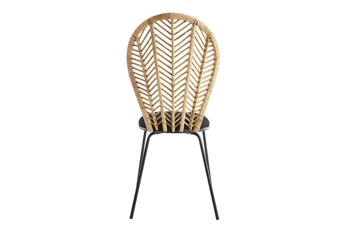 Chaises en rotin, tissu et m�tal noir (lot de 2) PEACOCK