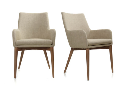 Chaises en tissu beige et bois fonc&eacute; (lot de 2) SHANA