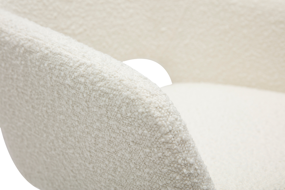 Chaises en tissu effet laine boucl�e blanc cass� et m�tal noir (lot de 2) LAURETTE