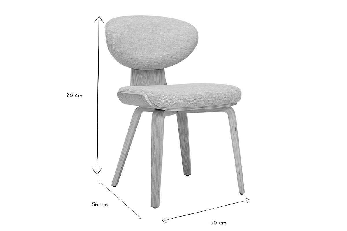 Dimensions des chaises YELLE en noir et blanc : L50 x P56 x H80 cm