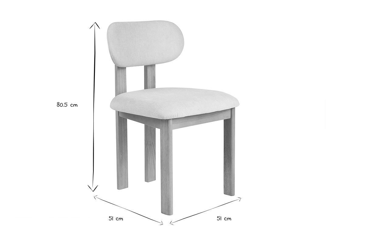 Dimensions de la chaise NORMI en noir et blanc : hauteur 80.5 cm, largeur 51 cm, profondeur 51 cm.
