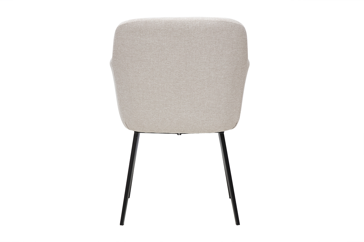 Chaise beige en tissu effet velours vue de dos, pi�tement en m�tal noir.