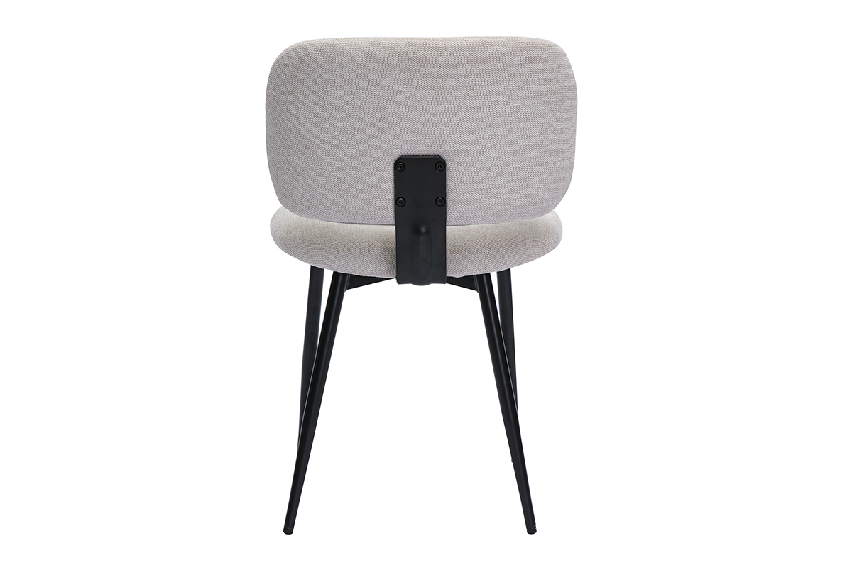 Chaise en tissu beige vue de dos, pi�tement en m�tal noir.