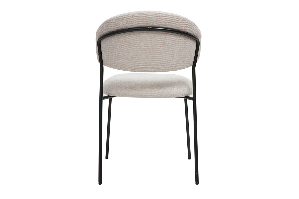 Chaise BENTA vue de dos, tissu beige, pieds m�tal noir.