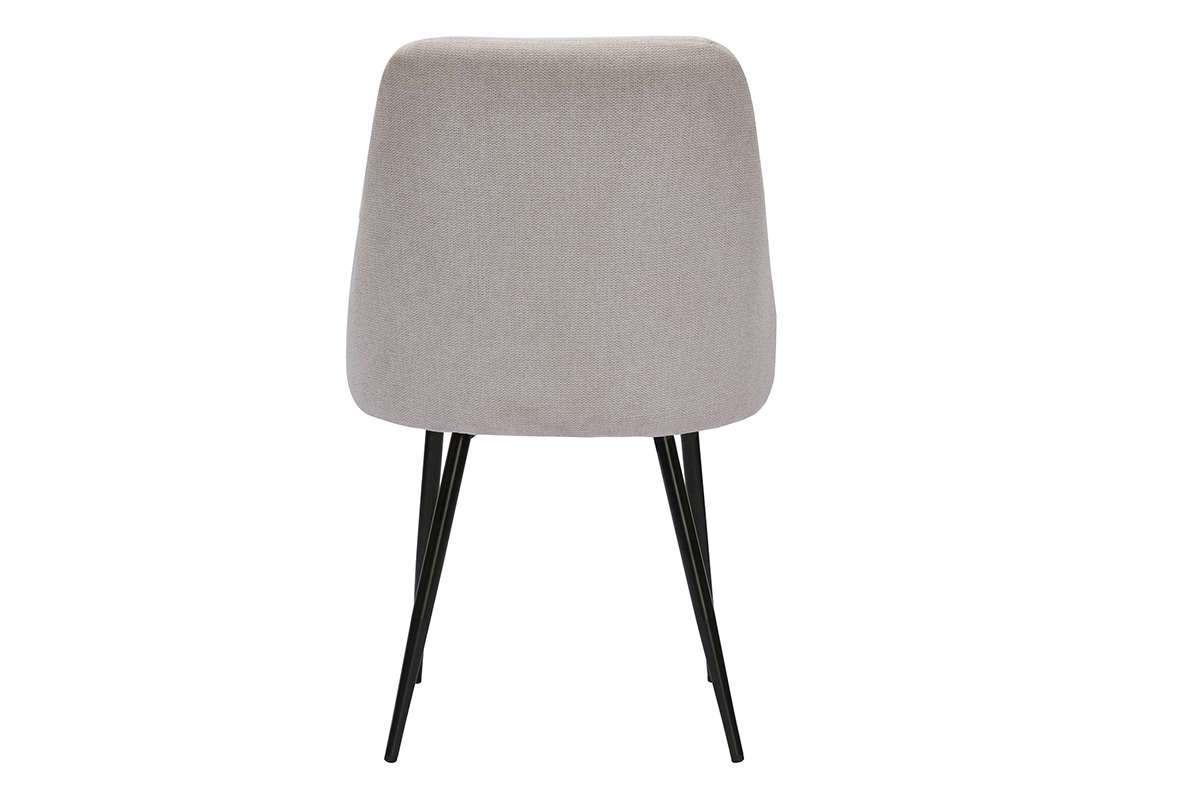 Chaises en tissu effet velours textur� beige et m�tal noir (lot de 2) HIGGINS