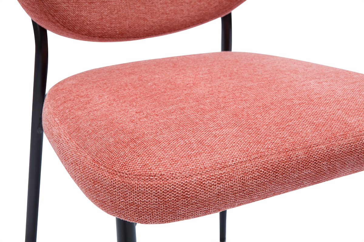 Chaises en tissu effet velours textur� terracotta et m�tal noir (lot de 2) BREKA