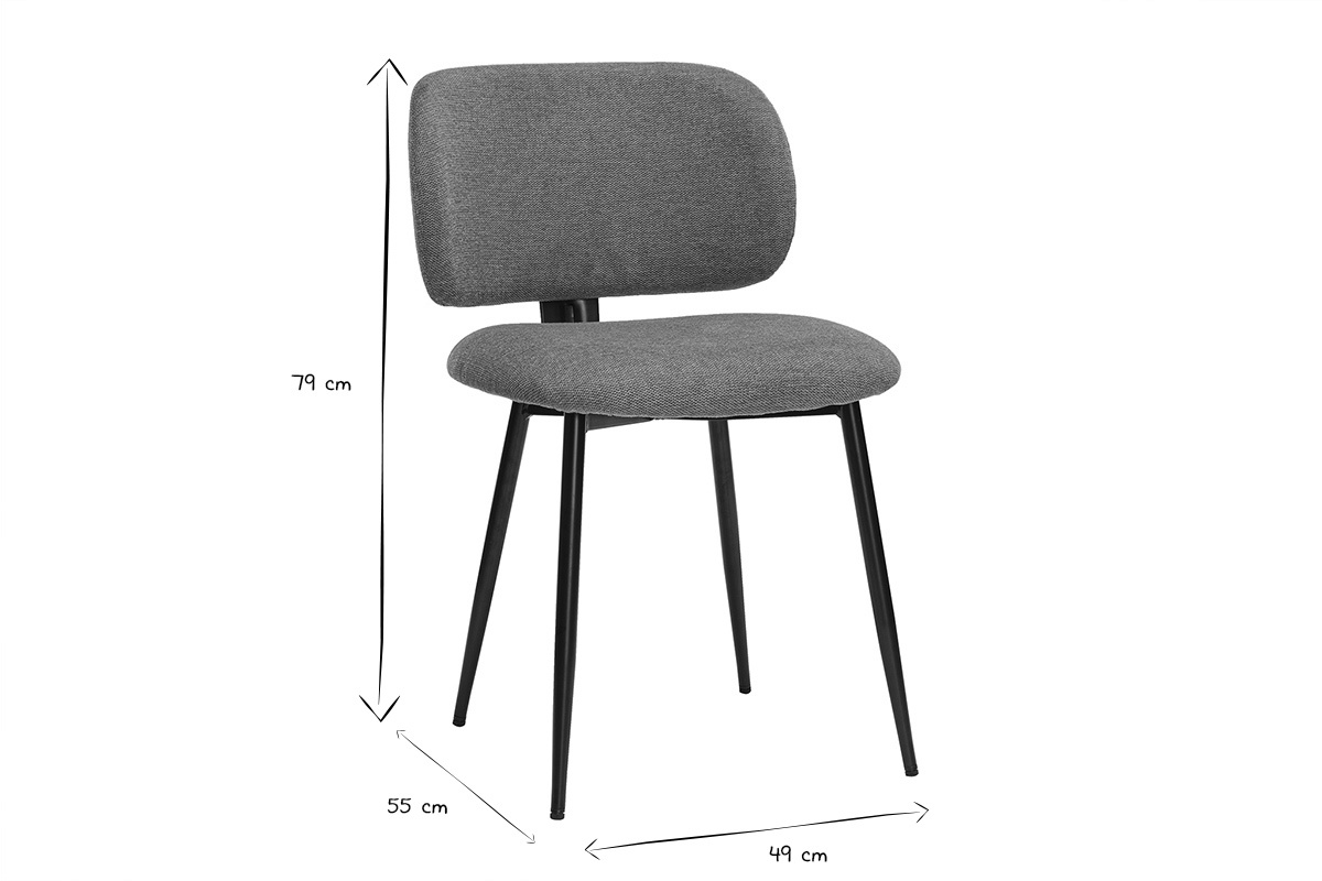 Chaises en tissu effet velours textur� terre br�l�e et m�tal noir (lot de 2) ATRIUM